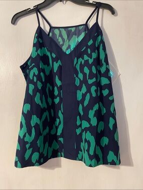 Navy and Green Animal Print Spaghetti Strap Tank Top